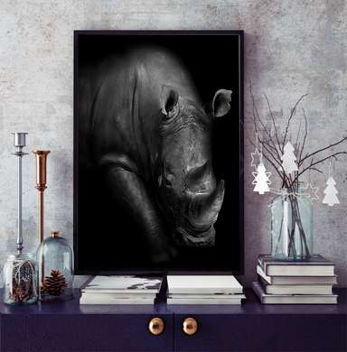 Poster, Rinocer, 60 x 90 см, Poster inramat pe sticla