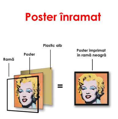Постер - Поп Арт портрет Мэрлин Монро н ажелтом фоне, 100 x 100 см, Постер в раме, Личности