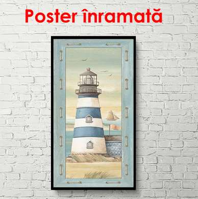 Poster - Blue Lighthouse, 50 x 150 см, Framed poster, Provence