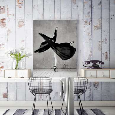 Poster - Fată dansatoare, 30 x 45 см, Panza pe cadru, Alb Negru