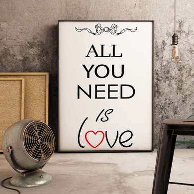 Poster - All you need is Love, 30 x 45 см, Canvas on frame, Quotes