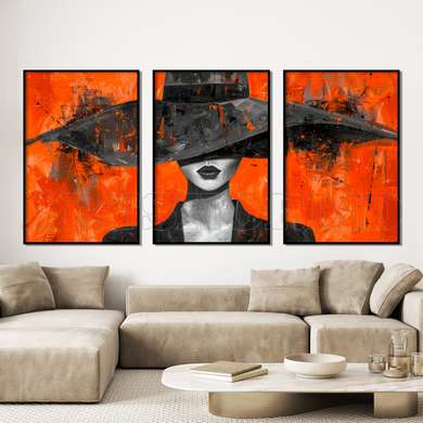 Poster - Lady with a hat, 60 x 90 см, Framed poster on glass, Sets