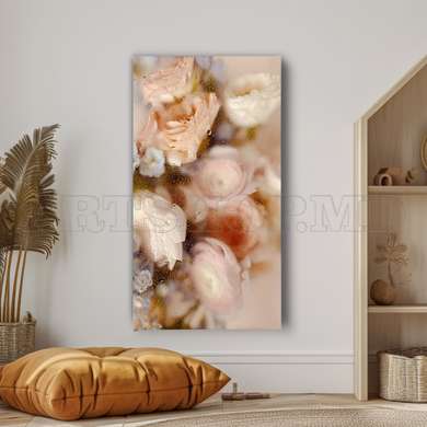 Poster - Beige roses, 45 x 90 см, Framed poster on glass, Flowers