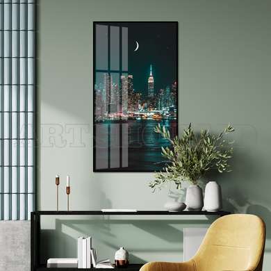 Poster - Megalopolis at night, 30 x 60 см, Framed poster, Maps and Cities