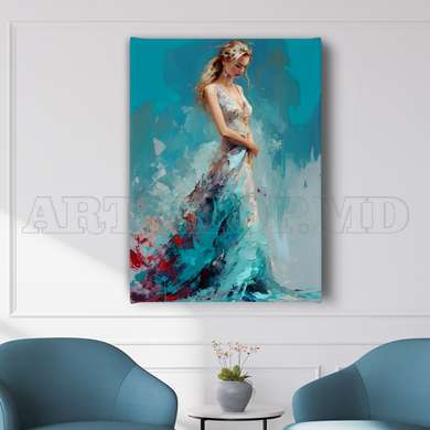 Poster - The girl in an elegant dress, 30 x 45 см, Canvas on frame, Picturi