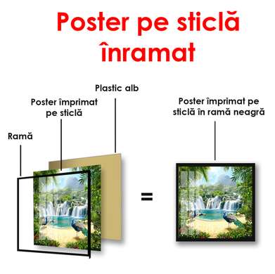 Poster - Ramuri de palmier verde, 100 x 100 см, Poster înrămat, Natură