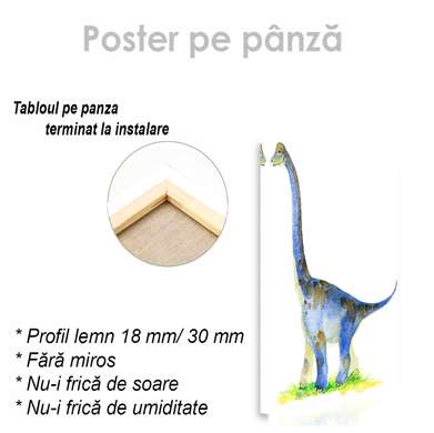 Poster - Dinosaur in watercolor 1, 30 x 45 см, Canvas on frame