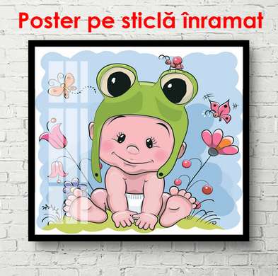 Poster - Little frog, 100 x 100 см, Framed poster