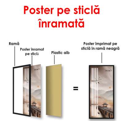 Poster - Long wooden bridge along the lake, 50 x 150 см, Framed poster