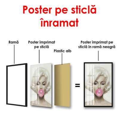 Poster - Marilyn Monroe with pink gum, 60 x 90 см, Framed poster
