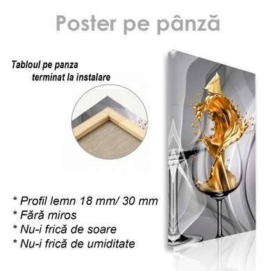 Poster - Golden cocktail, 45 x 90 см, Framed poster on glass, Food and Drinks