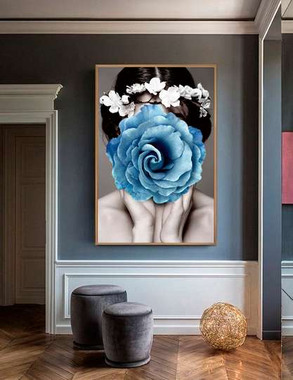 Картина в Раме - Голубая роза, 50 x 75 см