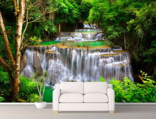 Wall Mural - Waterfall in a forest idyll