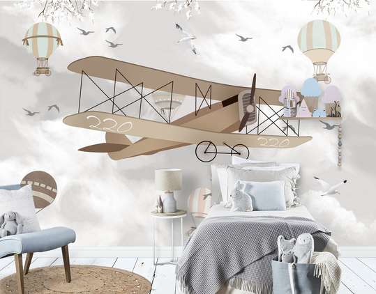 Wall mural for the nursery - Airplane in the sky