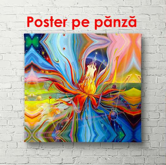 Постер - Разноцветная фантазия, 100 x 100 см, Постер в раме, Абстракция