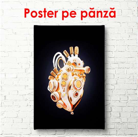 Poster - Abstract heart on a black background, 60 x 90 см, Framed poster