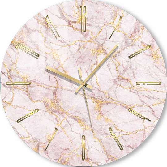 Ceas din sticlă - Marmură roz deschis, 40cm