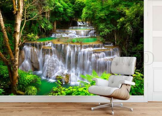 Wall Mural - Waterfall in a forest idyll