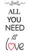 Poster - All you need is Love, 30 x 45 см, Framed poster on glass