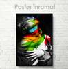Постер - Черно белый снимок девушке с радужными красками, 45 x 90 см, Постер на Стекле в раме, Ню