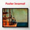 Poster - Fotografia retro cu o navă pe mare, 90 x 60 см, Poster înrămat, Vintage