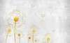 Wall mural - Dandelions with golden stem on gray background