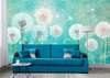 Wall Mural - Bright dandelions on a turquoise background