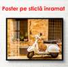 Poster - Motocicleta maro în curte, 90 x 60 см, Poster înrămat, Transport