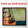 Poster - Retro photo with a ship at sea, 90 x 60 см, Framed poster, Vintage