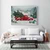 Poster - Red retro car with Christmas tree, 45 x 30 см, Canvas on frame