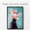 Poster - Lady with pink flowers, 30 x 45 см, Canvas on frame