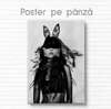 Постер - Черно белый снимок девушки, 60 x 90 см, Постер на Стекле в раме