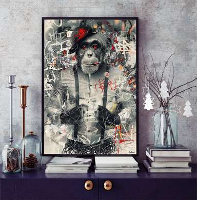 Poster, Maimuta Glamour, 60 x 90 см, Poster inramat pe sticla