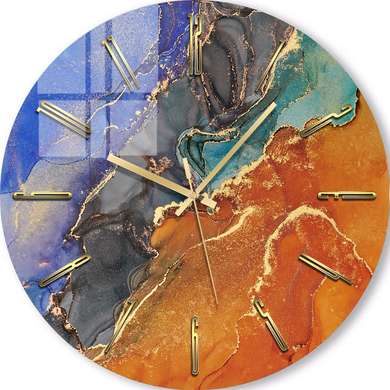 Ceas din sticlă - Ombre de culori, 40cm