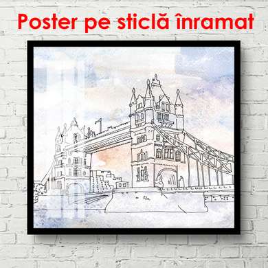 Постер - Нарисованный Лондон, 100 x 100 см, Постер в раме, Города и Карты