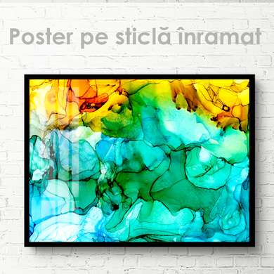 Постер - Переливание цветов, 90 x 60 см, Постер на Стекле в раме, Абстракция
