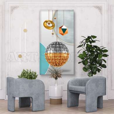 Poster - Geometric elements, 45 x 90 см, Framed poster on glass, Abstract