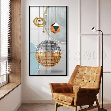 Poster - Elemente geometrice, 45 x 90 см, Poster inramat pe sticla, Abstracție