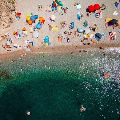 Poster - Top view of the beach, 40 x 40 см, Canvas on frame, Marine Theme