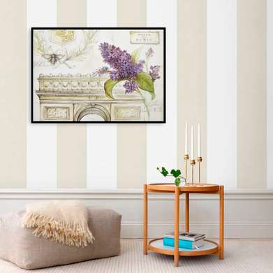 Poster - Liliacul lila pe fundalul arcului, 90 x 60 см, Poster înrămat, Provence