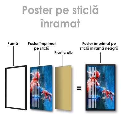 Poster - Spiderman, 60 x 90 см, Framed poster on glass