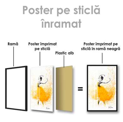Poster - Ballerina, 60 x 90 см, Framed poster on glass, Abstract