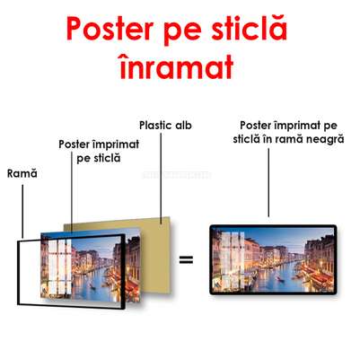 Poster - Orașul italian la răsărit, 150 x 50 см, Poster inramat pe sticla, Orașe și Hărți