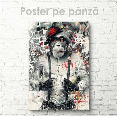 Постер, Гламурная обезьяна, 60 x 90 см, Постер на Стекле в раме, Животные