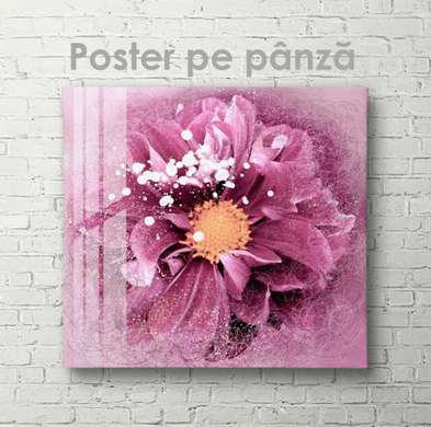 Постер - Фиолетовая магия, 100 x 100 см, Постер на Стекле в раме, Цветы