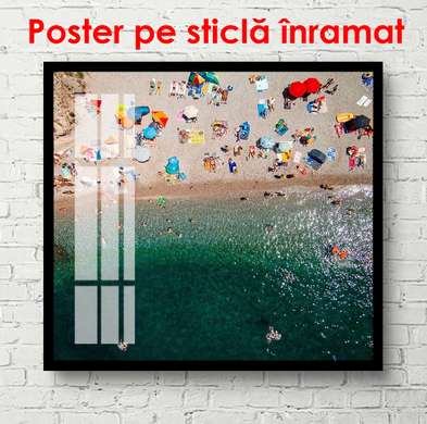 Poster - Vedere spre plajă de sus, 40 x 40 см, Panza pe cadru