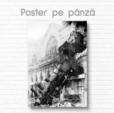 Poster - Train accident, 60 x 90 см, Framed poster on glass
