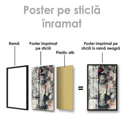 Poster, Maimuta Glamour, 60 x 90 см, Poster inramat pe sticla