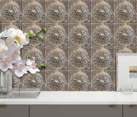 Ceramic tiles with golden patterns, Imitation tiles