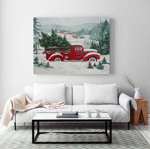 Poster, auto retrò rossa con albero di Natale - ArtShop — Fotomurali e  poster realizzati a Chisinau